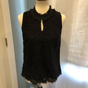 J.Crew Lace and Silk Ruffle Top